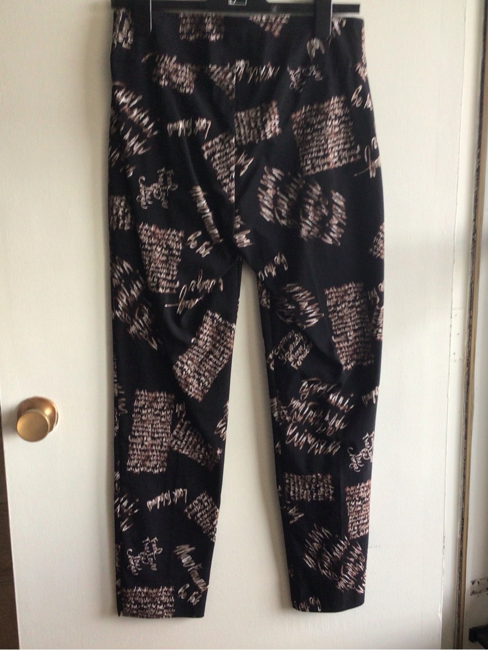 Joseph Ribkoff Black Ankle Pants with Cream Script Print